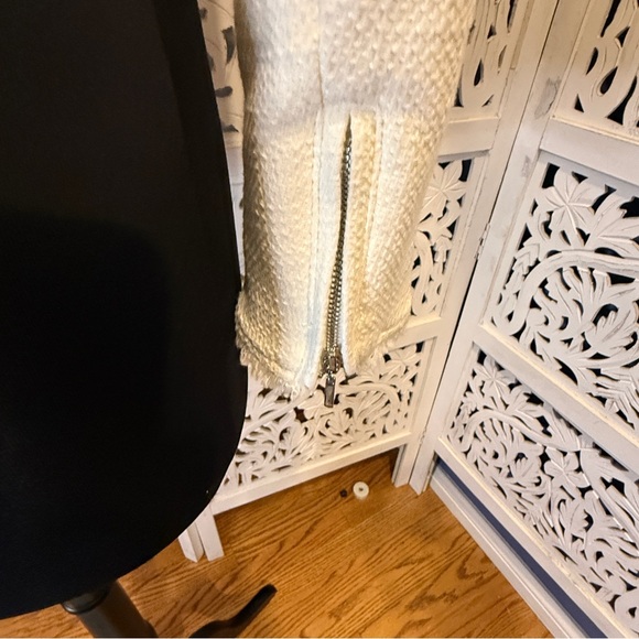 NWT White House Black Market Cream Tweed Zip Blazer Sz 0 - Picture 4 of 8